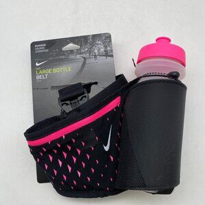 Nike Large Fitness Running Belt 22oz Water bottle Black/Pink